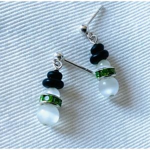 Sea Glass Dangle Earrings in sterling silver.